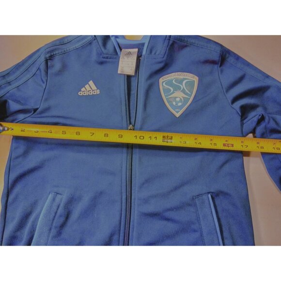 Adidas Steamboat Soccer Club Jacket Zipper Colorado Blue White Number 10 Medium - Picture 5 of 9